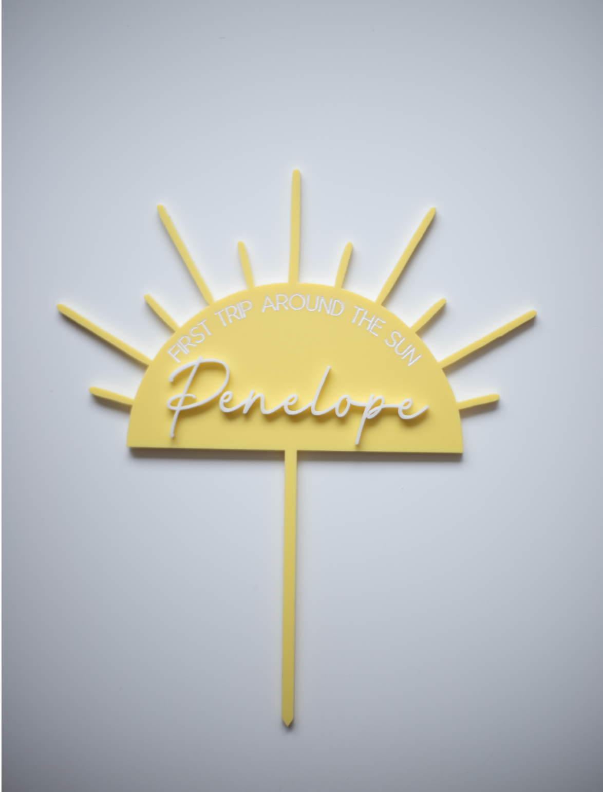 Name in Half Sun - First Trip Around the Sun - Cake Topper