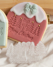 Load image into Gallery viewer, Merry Christmas with trees and bow Fondant Embosser
