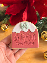 Load image into Gallery viewer, Merry Christmas with trees and bow Fondant Embosser
