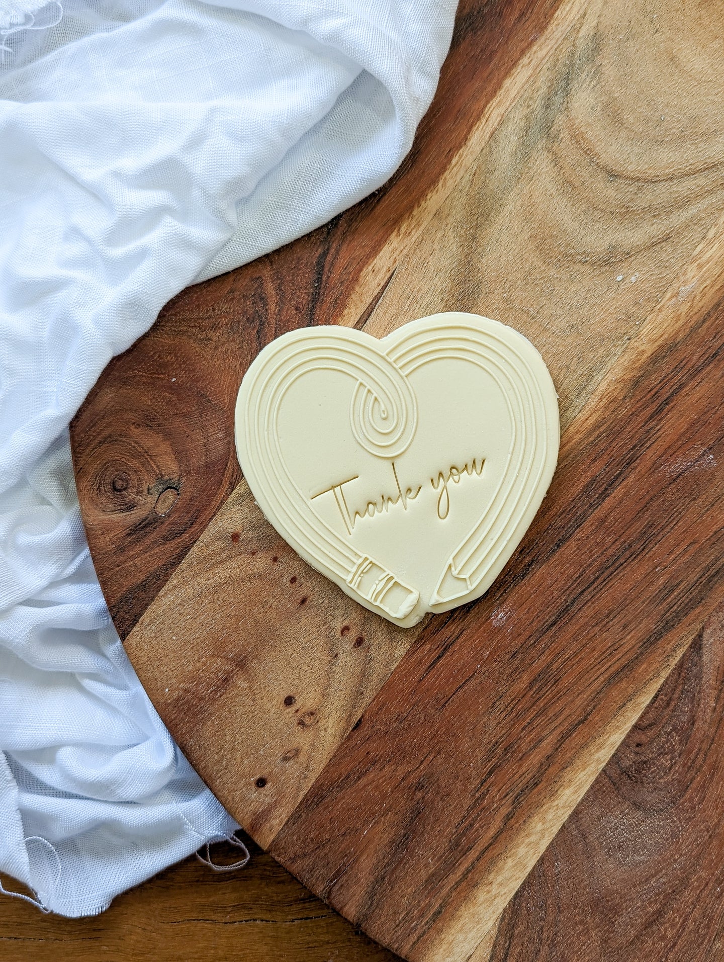 Thank you in Pencil Heart Debosser and Cutter