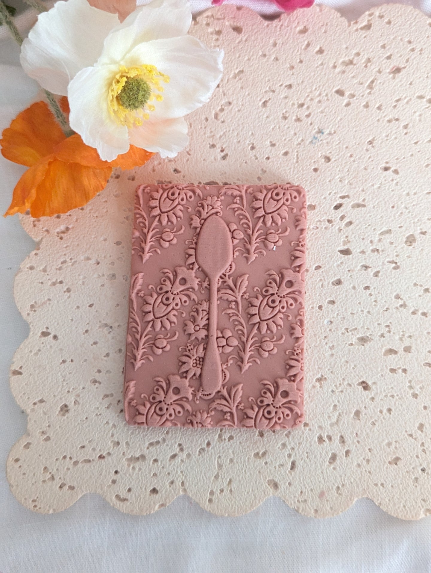 Spoon with Lace Background Fondant Debosser