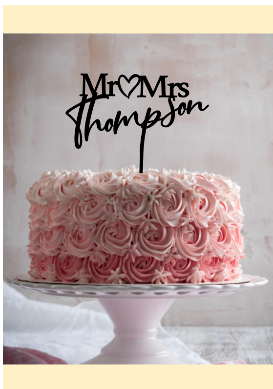 Mr & Mrs Personalised Cake Topper