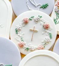 Load image into Gallery viewer, Cross with floral frame Fondant Debosser
