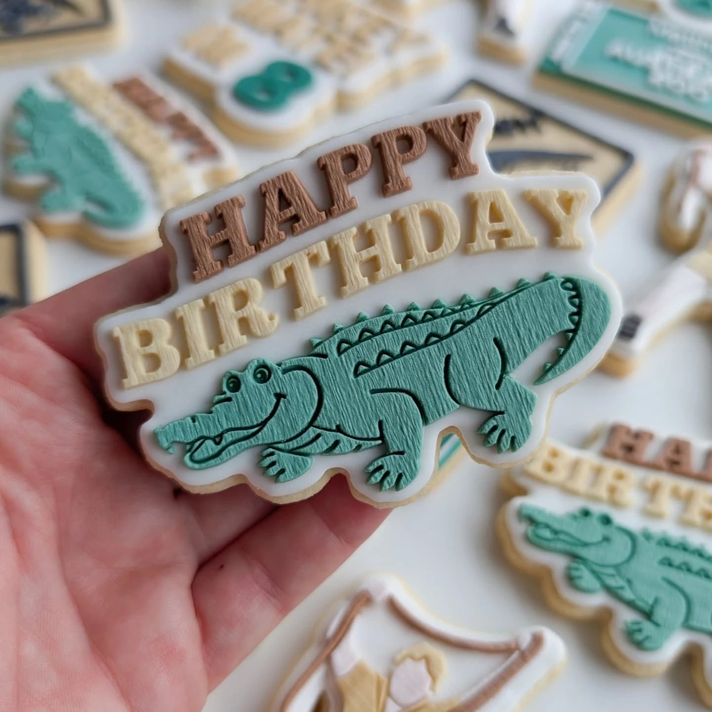 Happy Birthday with Crocodile Debosser and Cutter