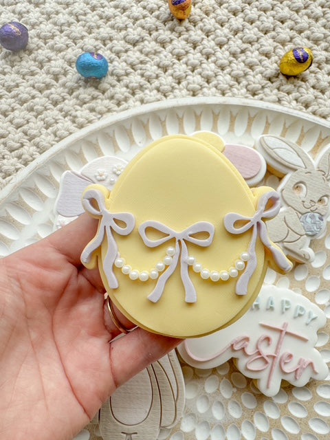 Pearl and Bow Easter Egg Debosser and Cutter