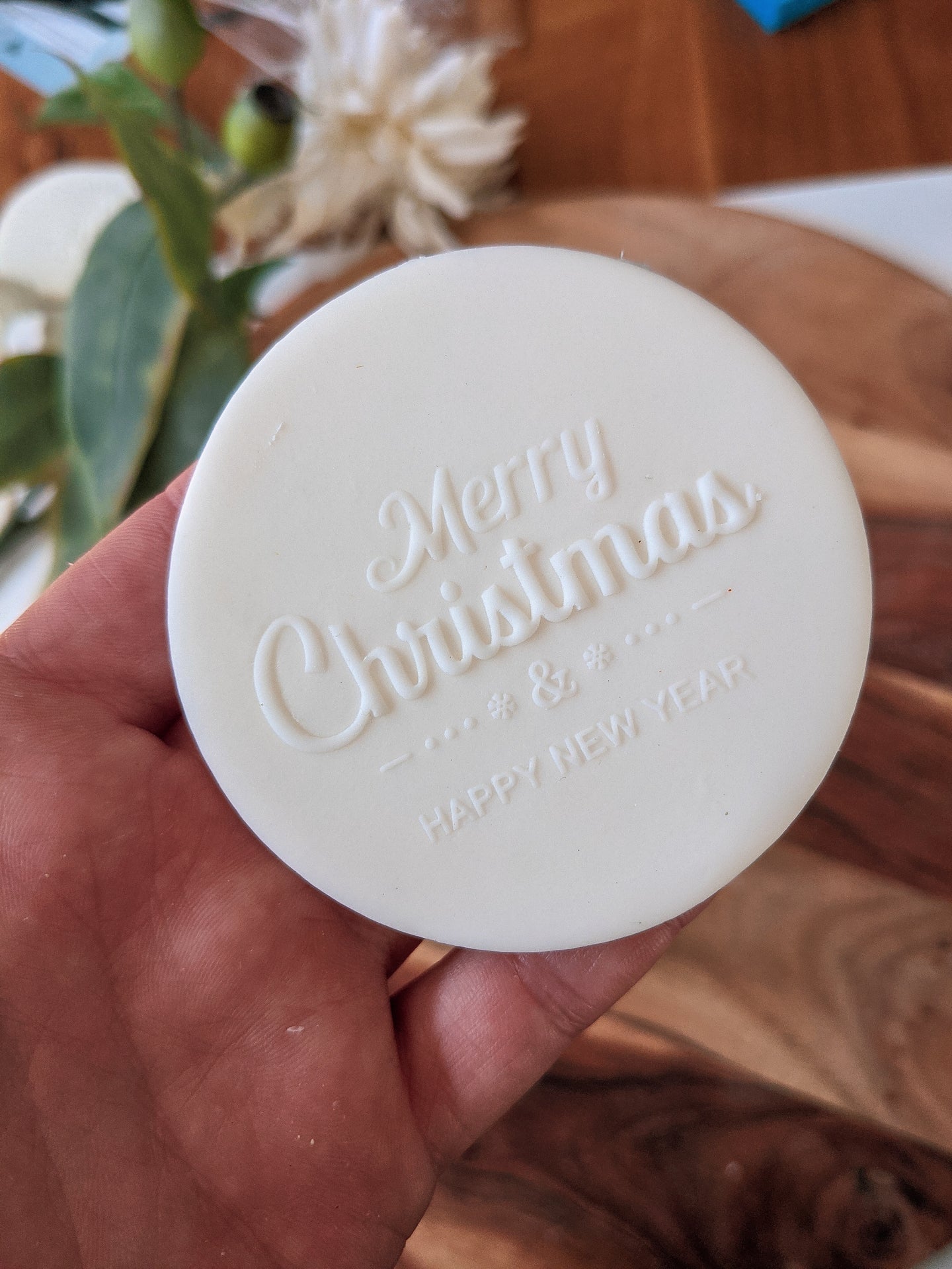 Merry Christmas and a Happy New Year Fondant debosser