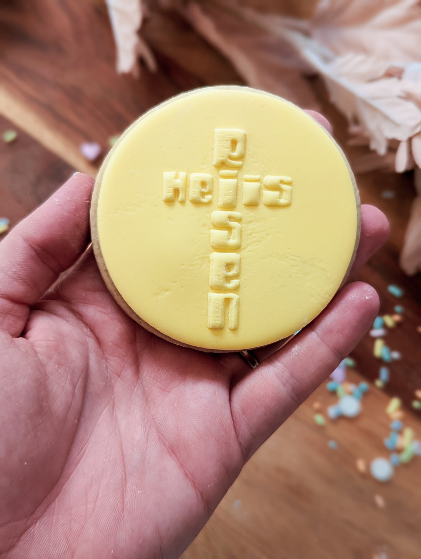 He is Risen Cross Fondant debosser