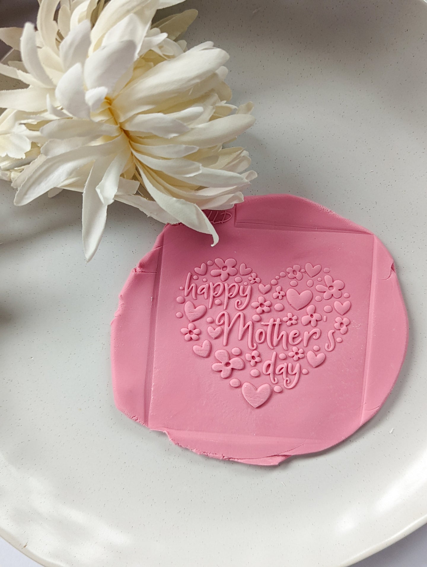 Flower heart Happy Mothers Day Fondant debosser