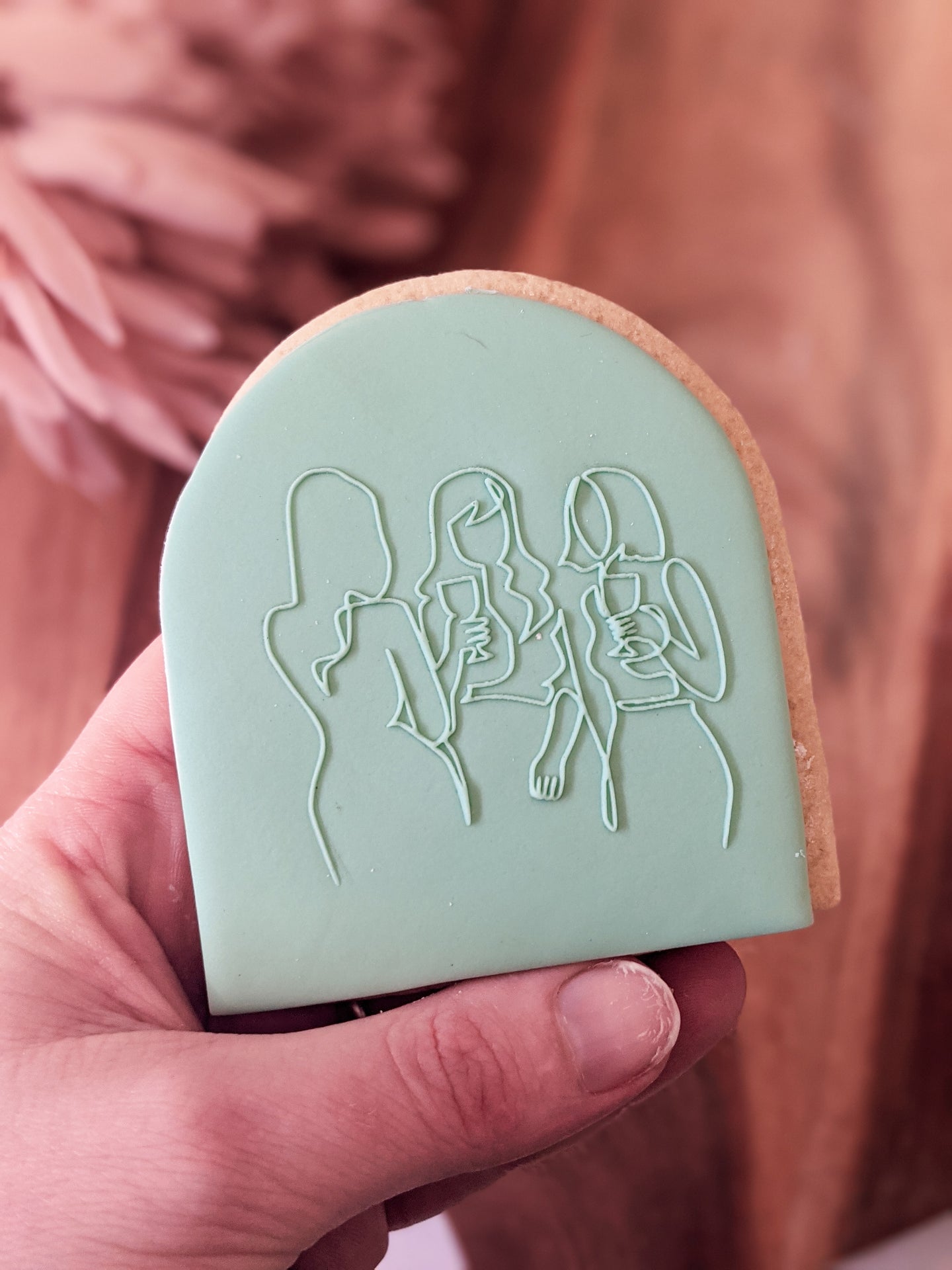 Three Girls Sipping Fondant debosser